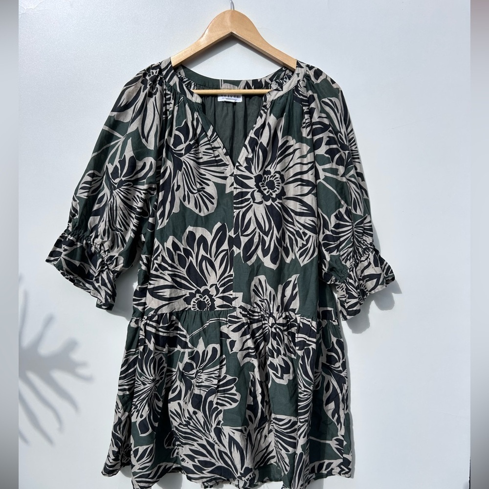Velvet Graham &Spencer Layne Printed Silk Cotton Short Sleeve Dress Casual Dress - Picture 8 of 9